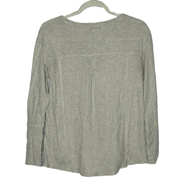 We The Free Free Peoole Heathered Cream Long Sleeve Lace Up Neckline Top - Picture 2 of 11